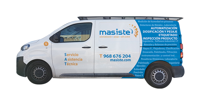 Furgoneta de asistencia técnica de Masiste para servicios de automatización, pesaje y mantenimiento en plantas de hormigón