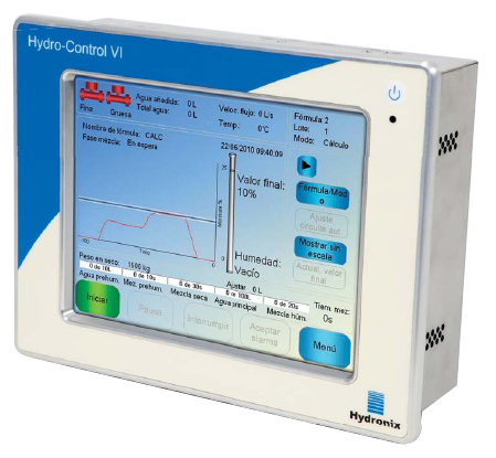 Pantalla de dispositivo Hydro Control de hydronix